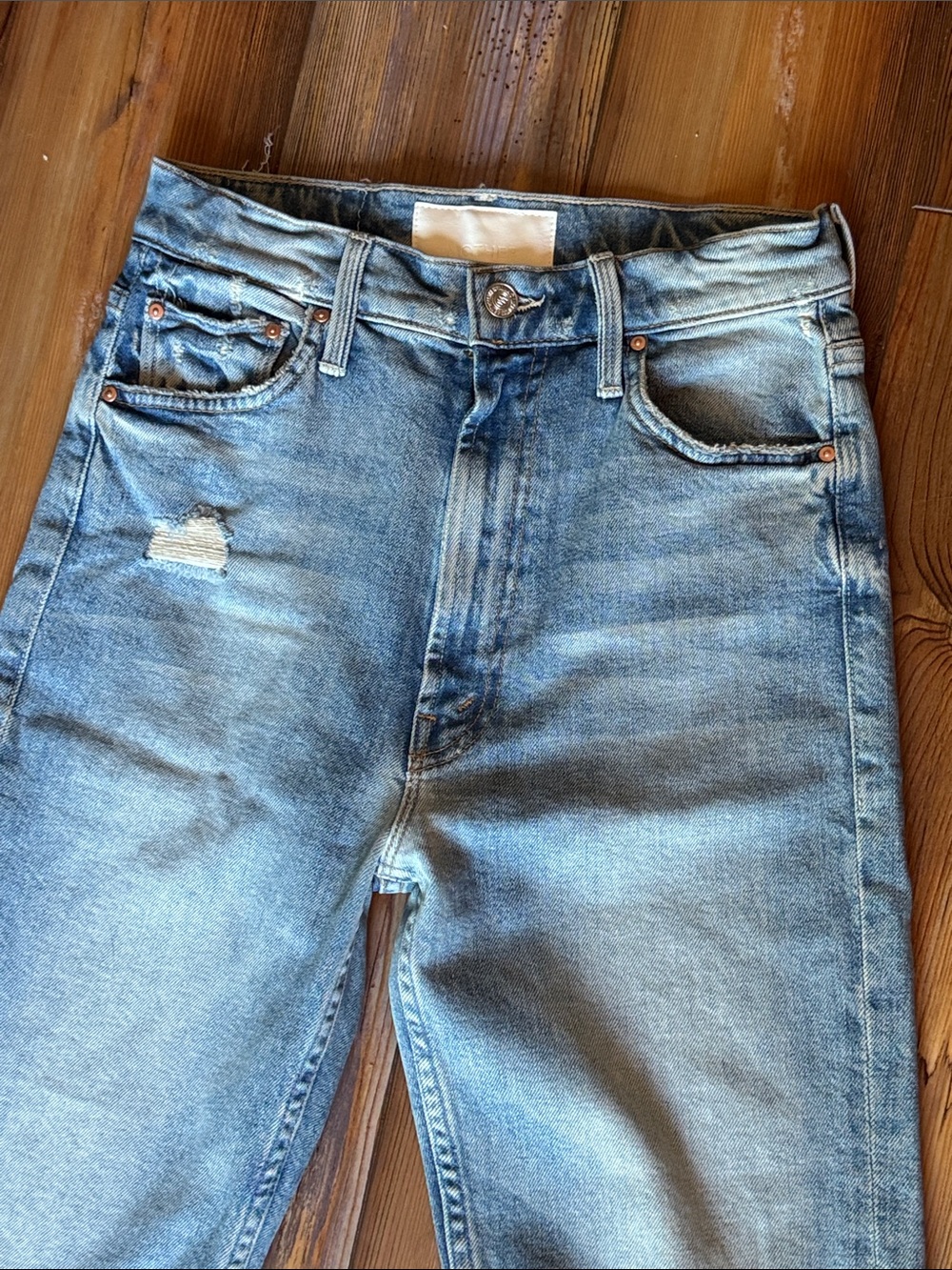 MOTHER High Waisted Rider Skimp The Confession Distressed Jeans Size 26 - Picture 5 of 8